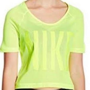 Nike Mesh Crop Top (M) Neon Yellow